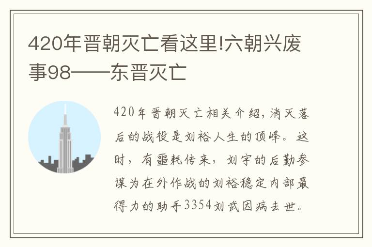 420年晋朝灭亡看这里!六朝兴废事98——东晋灭亡