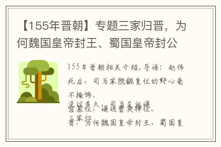 【155年晋朝】专题三家归晋，为何魏国皇帝封王、蜀国皇帝封公、吴国皇帝只封侯