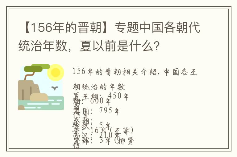 【156年的晋朝】专题中国各朝代统治年数，夏以前是什么？