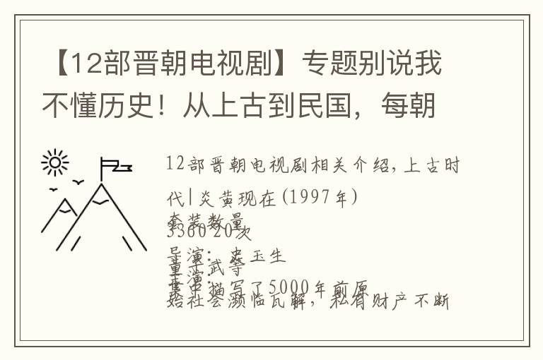 【12部晋朝电视剧】专题别说我不懂历史！从上古到民国，每朝每代一部必看历史剧