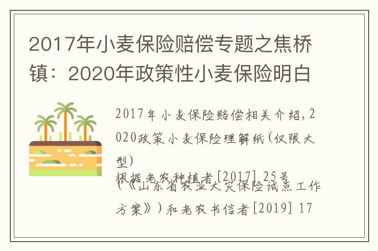 2017年小麦保险赔偿专题之焦桥镇：2020年政策性小麦保险明白纸