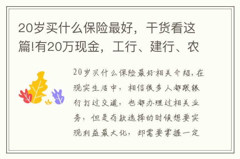 20岁买什么保险最好，干货看这篇!有20万现金，工行、建行、农商行，存款选择哪家银行更好？