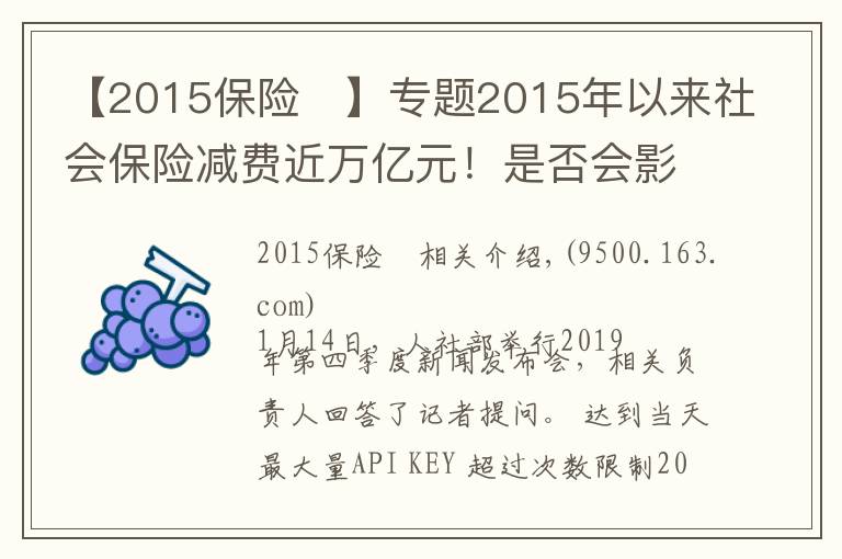 【2015保险	】专题2015年以来社会保险减费近万亿元！是否会影响未来退休待遇？人社部回应来了