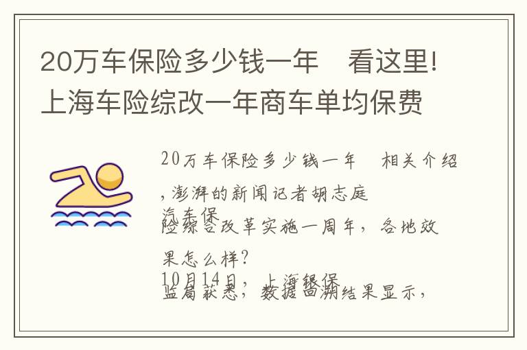 20万车保险多少钱一年	看这里!上海车险综改一年商车单均保费降356元，累计直接让利20亿