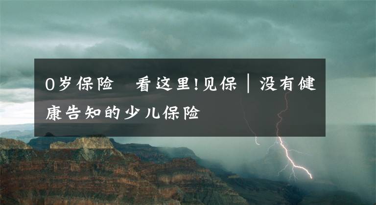 0岁保险 看这里!见保｜没有健康告知的少儿保险