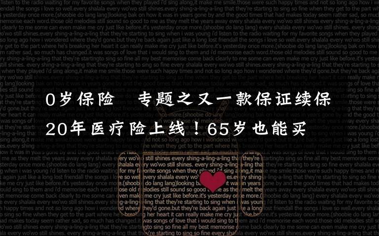 0岁保险 专题之又一款保证续保20年医疗险上线！65岁也能买