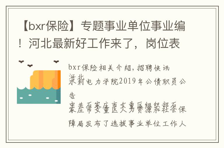 【bxr保险】专题事业单位事业编！河北最新好工作来了，岗位表