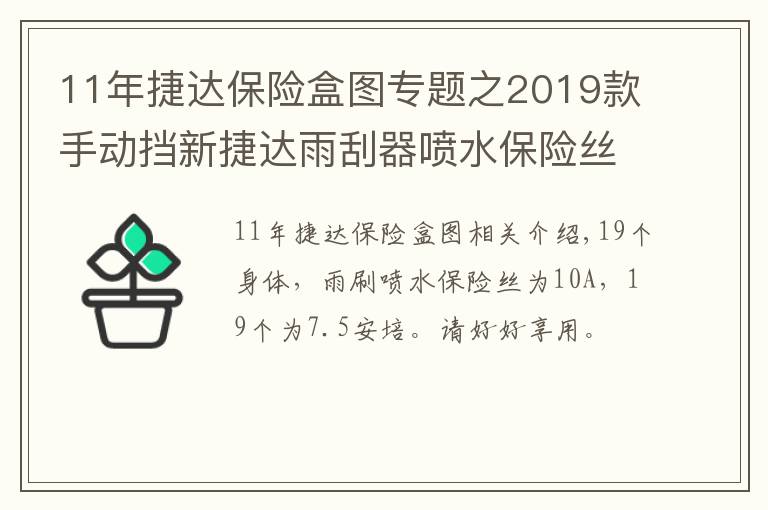 11年捷达保险盒图专题之2019款手动挡新捷达雨刮器喷水保险丝位置