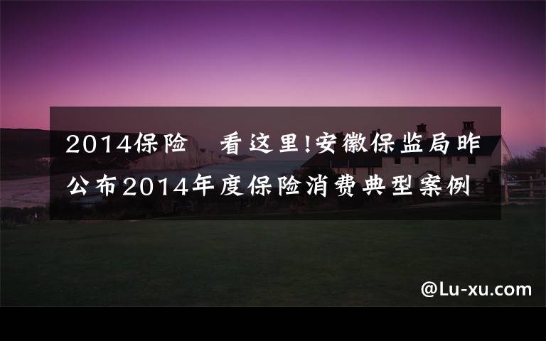 2014保险 看这里!安徽保监局昨公布2014年度保险消费典型案例