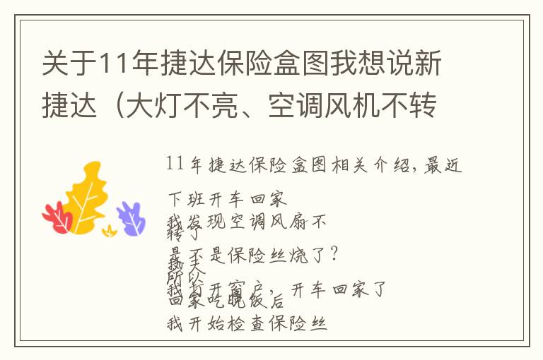 关于11年捷达保险盒图我想说新捷达（大灯不亮、空调风机不转、点烟器没电）解决办法