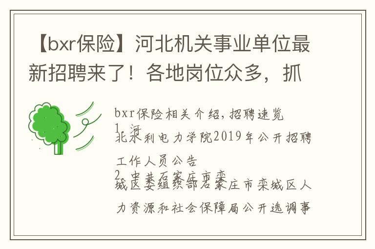 【bxr保险】河北机关事业单位最新招聘来了！各地岗位众多，抓紧报名