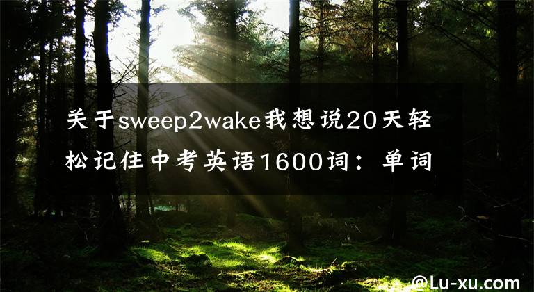 关于sweep2wake我想说20天轻松记住中考英语1600词：单词+词组+句型（W）