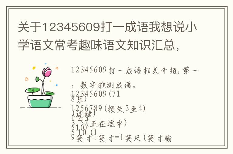 关于12345609打一成语我想说小学语文常考趣味语文知识汇总，建议收藏