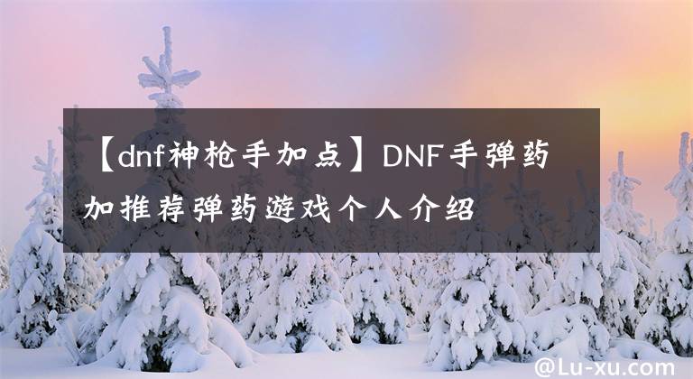 【dnf神枪手加点】DNF手弹药加推荐弹药游戏个人介绍