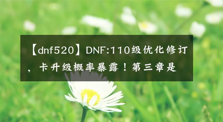【dnf520】DNF:110级优化修订，卡升级概率暴露！第三章是笔性最赤字的方式