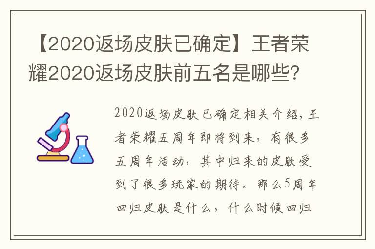 【2020返场皮肤已确定】王者荣耀2020返场皮肤前五名是哪些？王者荣耀2020返场皮肤投票入口