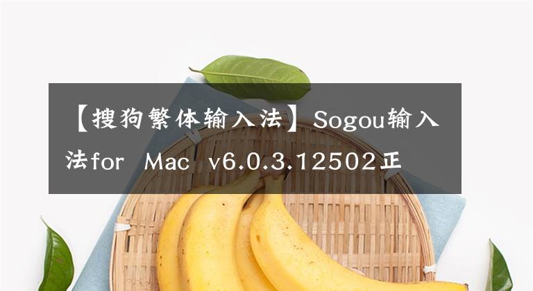 【搜狗繁体输入法】Sogou输入法for Mac v6.0.3.12502正式免费版本