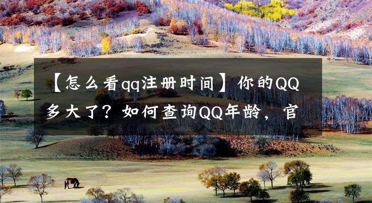 【怎么看qq注册时间】你的QQ多大了？如何查询QQ年龄，官方渠道来了。