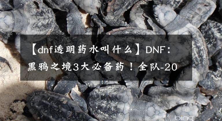【dnf透明药水叫什么】DNF：黑鸦之境3大必备药！全队-20%冷却，提升开荒成功率