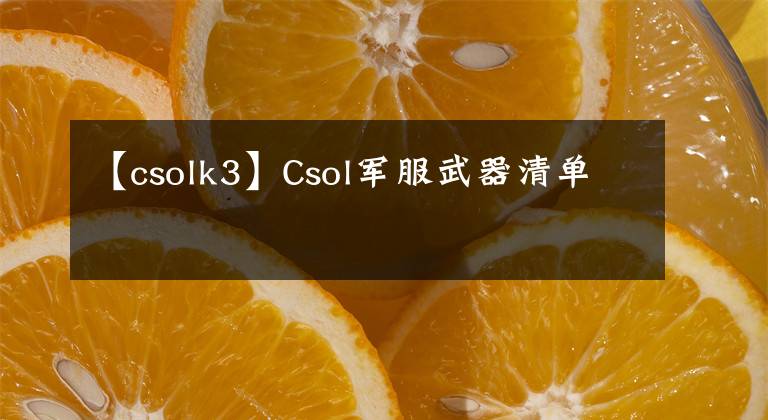 【csolk3】Csol军服武器清单