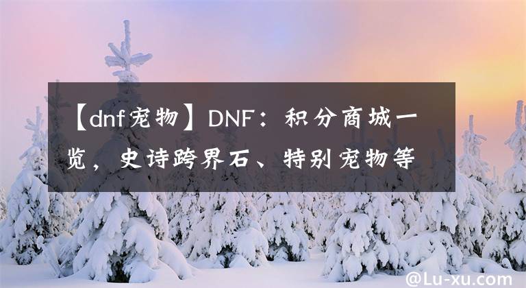 【dnf宠物】DNF：积分商城一览，史诗跨界石、特别宠物等特别道具等你来拿