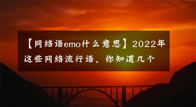 【网络语emo什么意思】2022年这些网络流行语，你知道几个？
