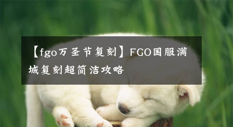 【fgo万圣节复刻】FGO国服满城复刻超简洁攻略