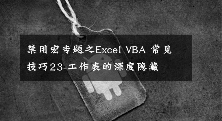 禁用宏专题之Excel VBA 常见技巧23-工作表的深度隐藏