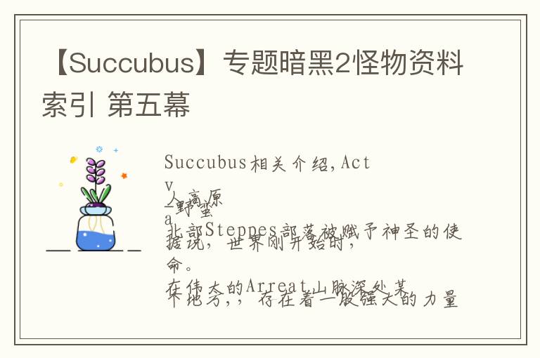 【Succubus】专题暗黑2怪物资料索引 第五幕