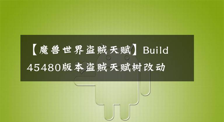 【魔兽世界盗贼天赋】Build 45480版本盗贼天赋树改动