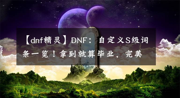 【dnf精灵】DNF：自定义S级词条一览！拿到就算毕业，完美替代固定史诗