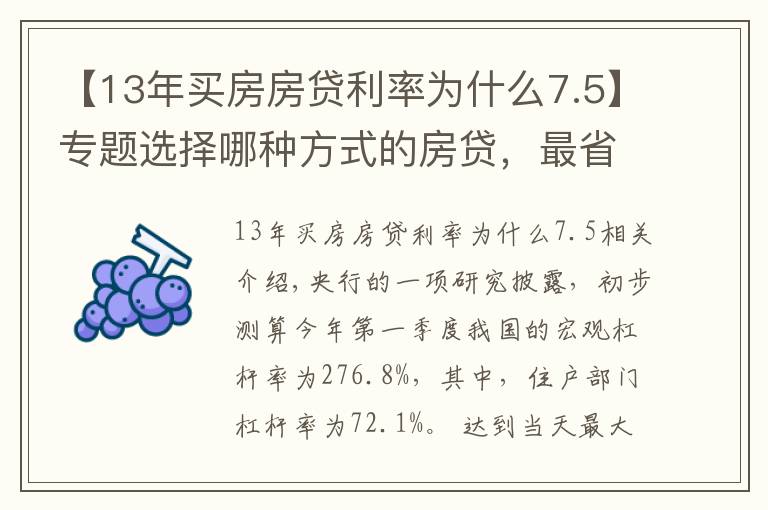 【13年买房房贷利率为什么7.5】专题选择哪种方式的房贷，最省钱？