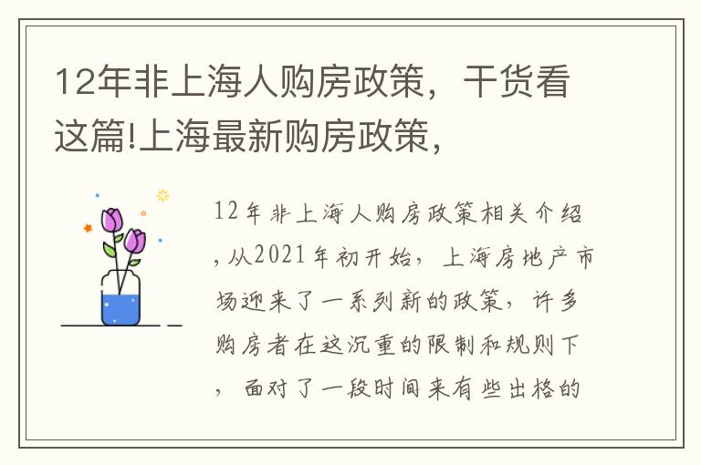 12年非上海人购房政策，干货看这篇!上海最新购房政策，