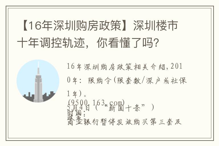 【16年深圳购房政策】深圳楼市十年调控轨迹，你看懂了吗？