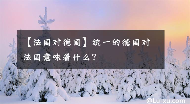 【法国对德国】统一的德国对法国意味着什么？