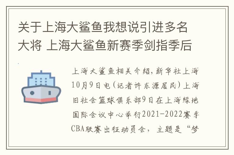 关于上海大鲨鱼我想说引进多名大将 上海大鲨鱼新赛季剑指季后赛