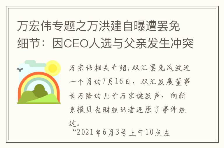 万宏伟专题之万洪建自曝遭罢免细节：因CEO人选与父亲发生冲突，头撞玻璃墙柜泄愤