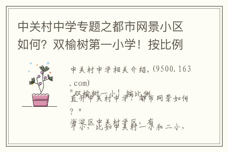 中关村中学专题之都市网景小区如何？双榆树第一小学！按比例直升中关村中学？