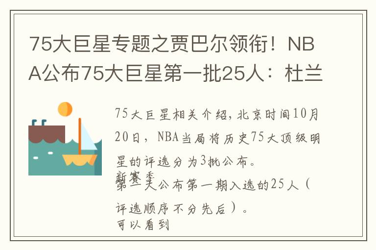 75大巨星专题之贾巴尔领衔！NBA公布75大巨星第一批25人：杜兰特字母哥哈登在列