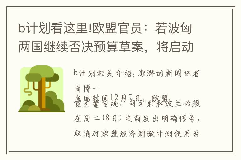 b计划看这里!欧盟官员：若波匈两国继续否决预算草案，将启动“B计划”