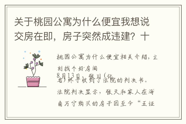 关于桃园公寓为什么便宜我想说交房在即，房子突然成违建？十几万房款或将“打水漂”只因开发商少了这个证！｜幸福小课堂