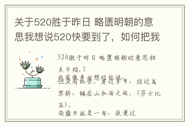 关于520胜于昨日 略匮明朝的意思我想说520快要到了，如何把我爱你表达得诗情画意