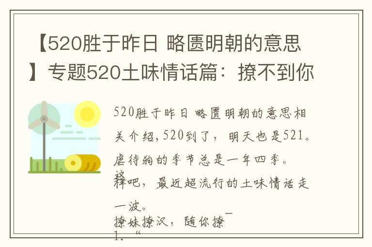 【520胜于昨日 略匮明朝的意思】专题520土味情话篇：撩不到你算我输，输了就做我女朋友吧