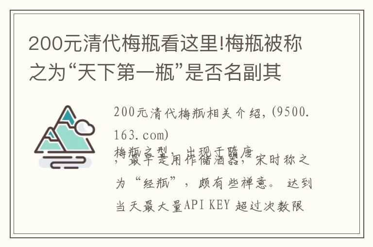 200元清代梅瓶看这里!梅瓶被称之为“天下第一瓶”是否名副其实？玉壶春表示不服