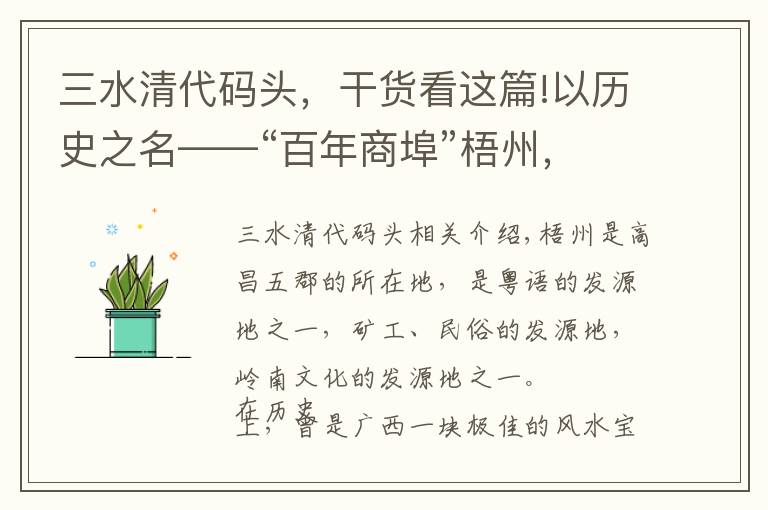 三水清代码头，干货看这篇!以历史之名——“百年商埠”梧州，是怎样跌落神坛的