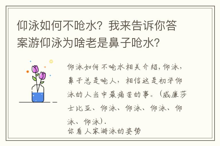 仰泳如何不呛水？我来告诉你答案游仰泳为啥老是鼻子呛水？