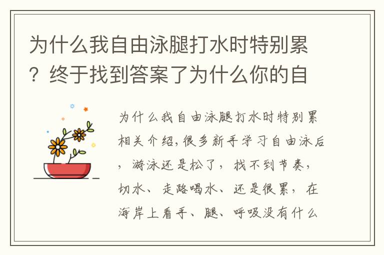 为什么我自由泳腿打水时特别累？终于找到答案了为什么你的自由泳松松垮垮？