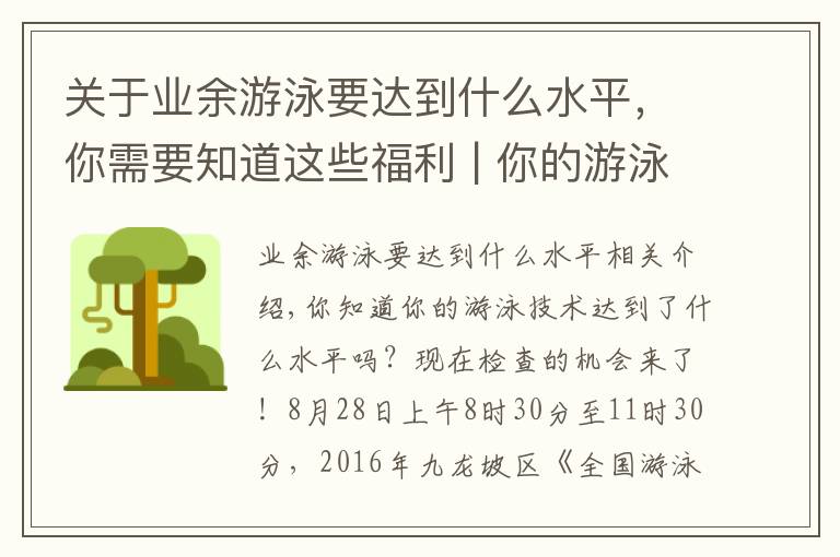 关于业余游泳要达到什么水平，你需要知道这些福利 | 你的游泳技术达到啥水平了你知道吗？