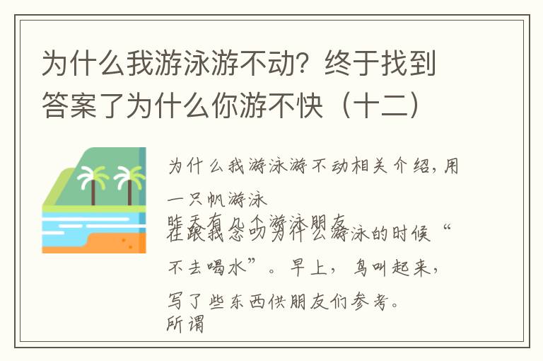 为什么我游泳游不动？终于找到答案了为什么你游不快（十二）