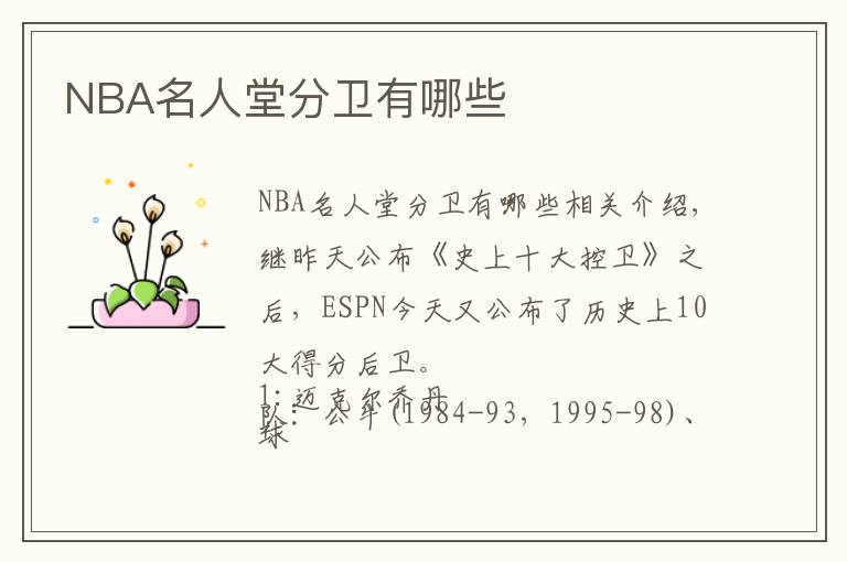 NBA名人堂分卫有哪些